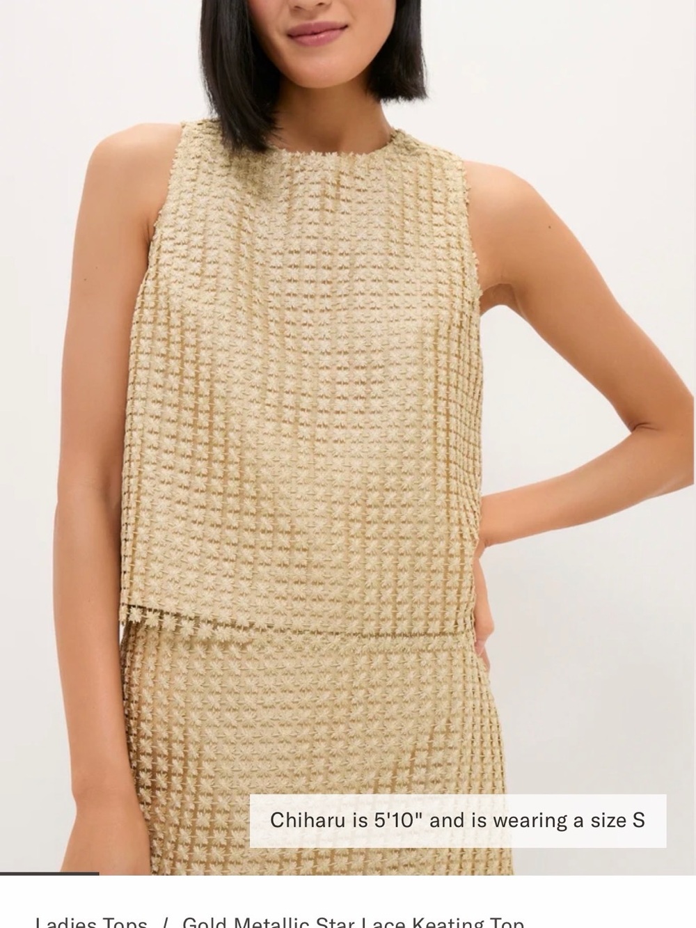 NWOT TUCKERNUCK Gold Metallic Star Lace Keating Top Size XS